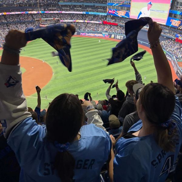 My sister and I cheering on the Toronto Blue Jays during ALCS game 7 (20/10/2025)