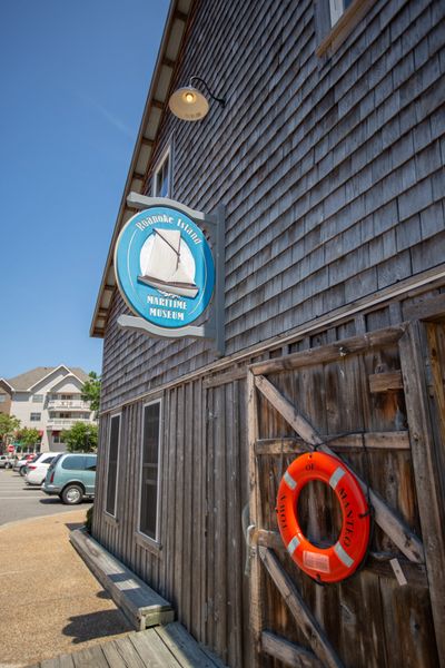 Entrance to Roanoke island Maritime Museum in Manteo on Roanoke Island in the Outer Banks