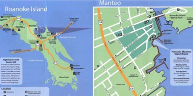 Parking and Public Facilities in Manteo on Roanoke Island in the Outer Banks