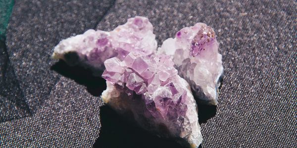 Crystals on table