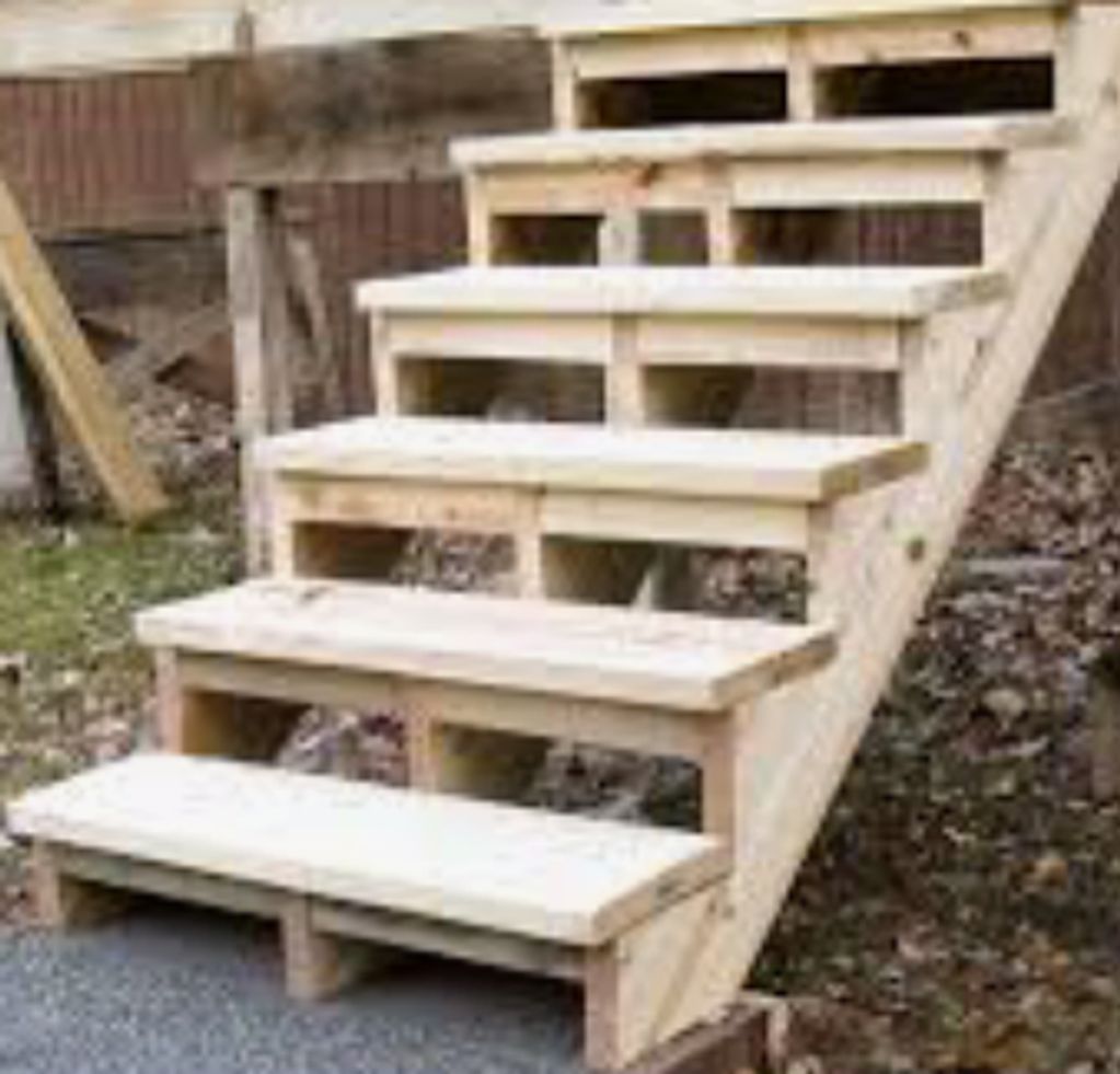Exterior wooden stairs. 