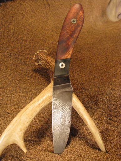 Custom Damascus knife with Koa and Ebony handle