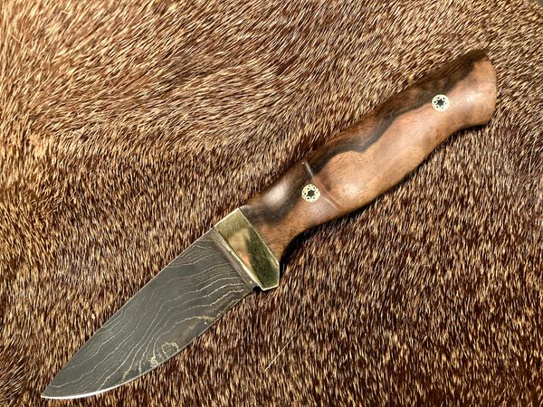Custom Damascus knife with Maple handle