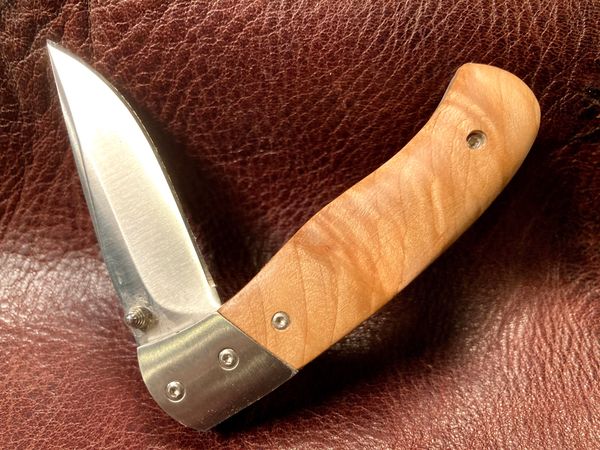 Custom folding knife with Maple handle