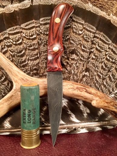 Custom Damascus Hunting knife with Cocobolo handle
