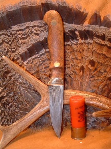 Custom Damascus knife with Black Oak handle