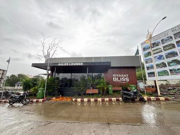 Sales lounge of Riyasat Bliss on a rainy day.