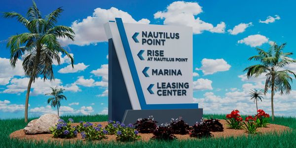 A wayfinding directional sign design for an apartment community