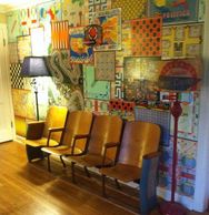 Game room, vintage Brunswick bowline chairs, game board wall, kids room, kids bedroom, re-purposed items
