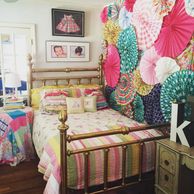 kids room, children bedroom, wall art, textiles, 3d, antique bed, texture, paper fan, creativity