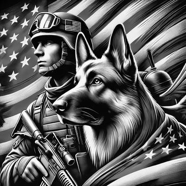 "Service dogs aiding veterans with loyalty and support."