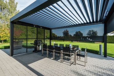 Patio Cover aluminum Louvered Roof  pergola outdoor structure luxury living StruXure Azenco