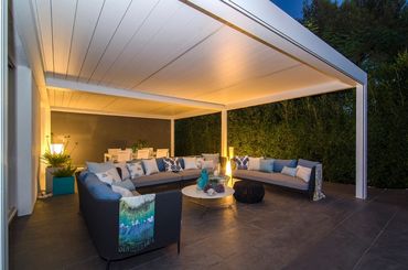Patio Cover aluminum Louvered Roof  pergola outdoor structure luxury living StruXure Azenco