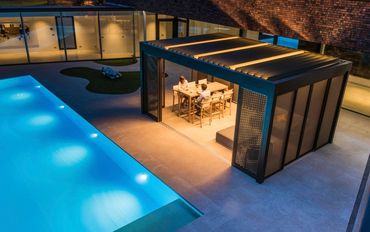 Patio Cover aluminum Louvered Roof  pergola outdoor structure luxury living StruXure Azenco