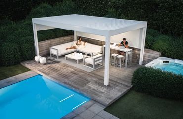 Patio Cover aluminum Louvered Roof  pergola outdoor structure luxury living StruXure Azenco