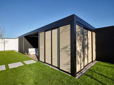 Patio Cover aluminum Louvered Roof  pergola outdoor structure luxury living StruXure Azenco