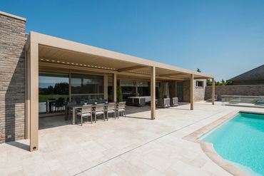 Patio Cover aluminum Louvered Roof  pergola outdoor structure luxury living StruXure Azenco