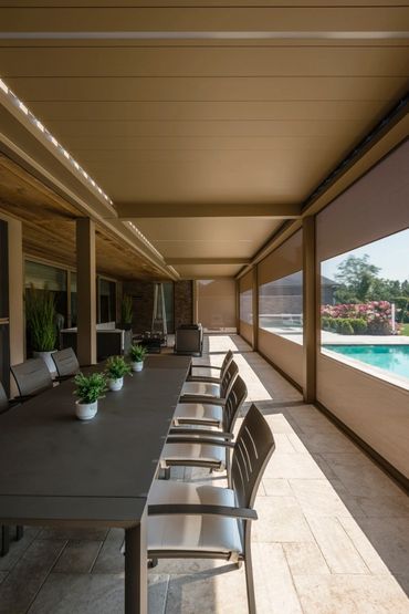 Patio Cover aluminum Louvered Roof  pergola outdoor structure luxury living StruXure Azenco