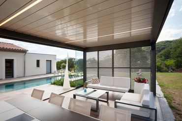 Patio Cover aluminum Louvered Roof  pergola outdoor structure luxury living StruXure Azenco