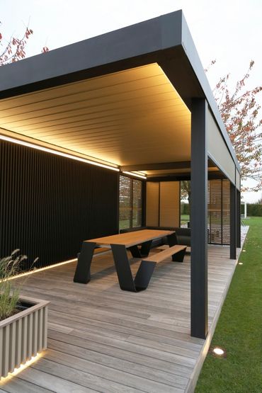 Patio Cover aluminum Louvered Roof  pergola outdoor structure luxury living StruXure Azenco