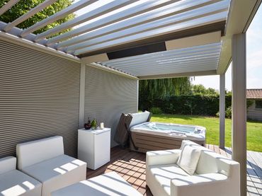 Patio Cover aluminum Louvered Roof  pergola outdoor structure luxury living StruXure Azenco