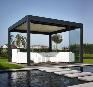 Patio Cover aluminum Louvered Roof  pergola outdoor structure luxury living StruXure Azenco