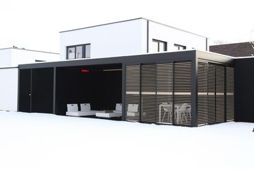Patio Cover aluminum Louvered Roof  pergola outdoor structure luxury living StruXure Azenco