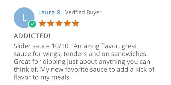 Positive review from a customer trying chicken wing sauce