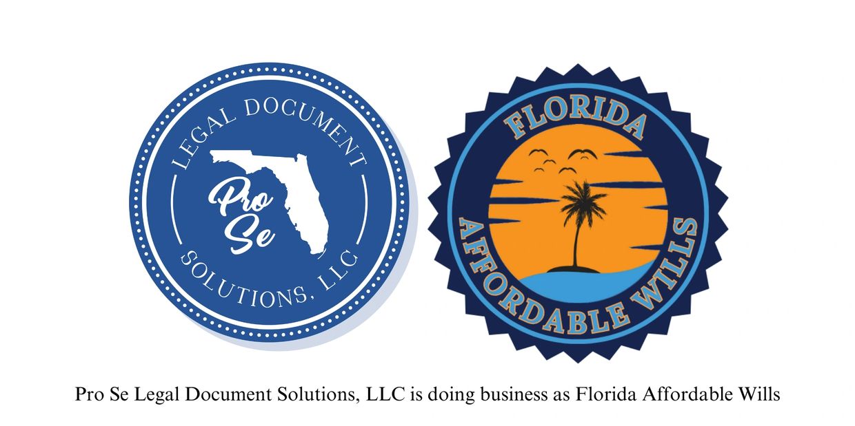 Logos of Pro Se Legal Document Solutions and Florida Affordable Wills, Trusts, online Wills, DivorceP