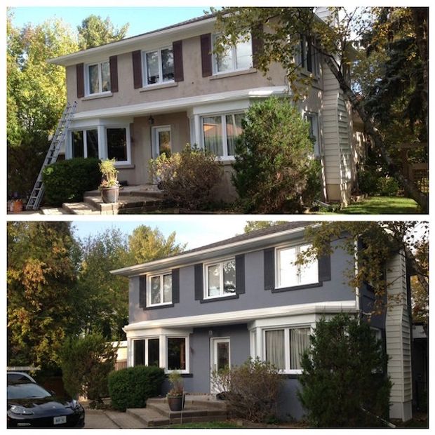 Before and after exterior house paint job