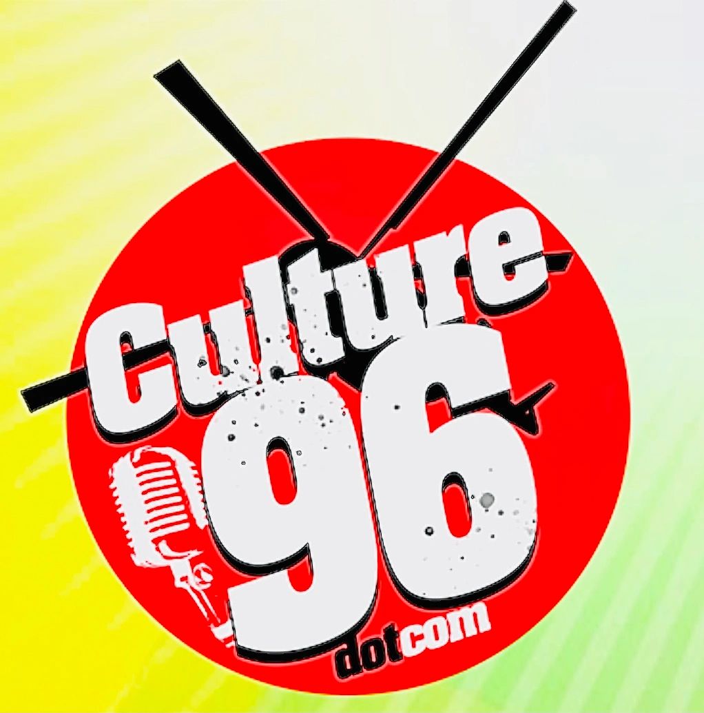 Culture96Radio dotcom Logo, White, and Red