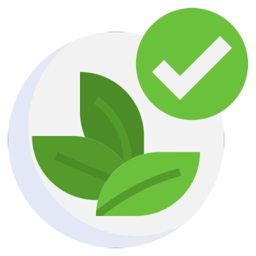 Green leaves with a check mark.