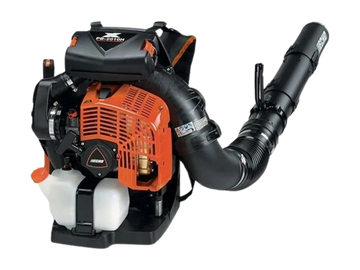 Echo X Series backpack leaf blower with black and orange design.