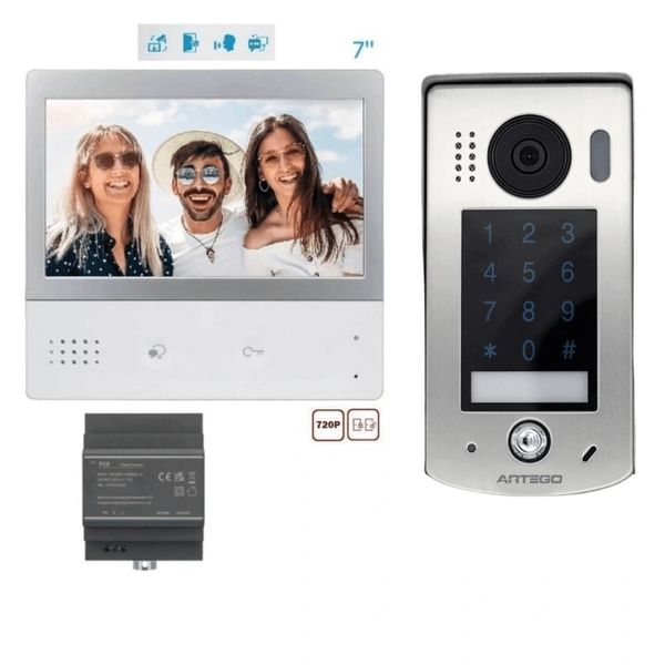 Şifreli görüntülü diafon  7 inç TFT LCD ekran, kolay montaj 2 kablolu 7” TFT LCD şifreli diafon