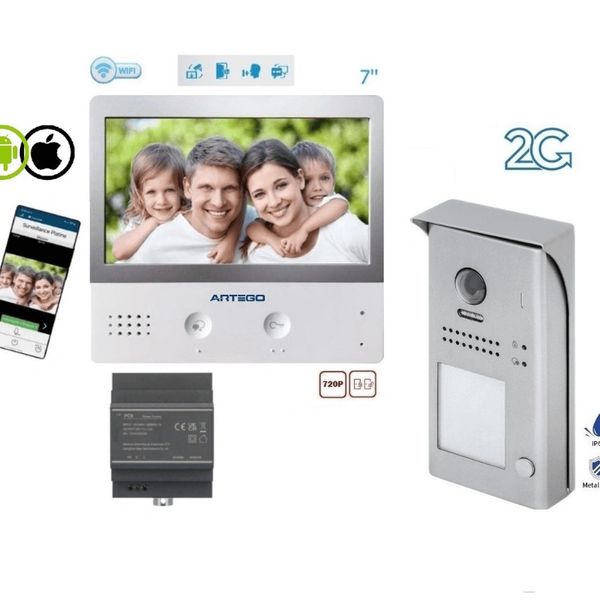 – 7” TFT LCD monitör, villa ve apartman için kolay montaj
Wi-Fi cep aramalı 2 kablolu