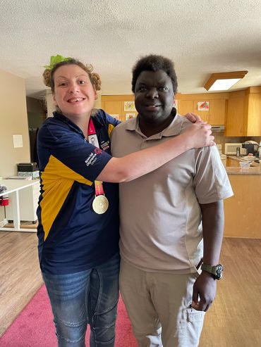 Client who won a gold medal in a Special Olympics Bowling team!
