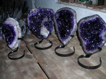 Amethyst on metal stand