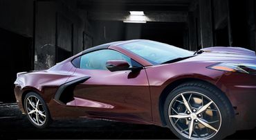 2023 Corvette Stingray with black carbon fiber vent and removable roof custom enhancements