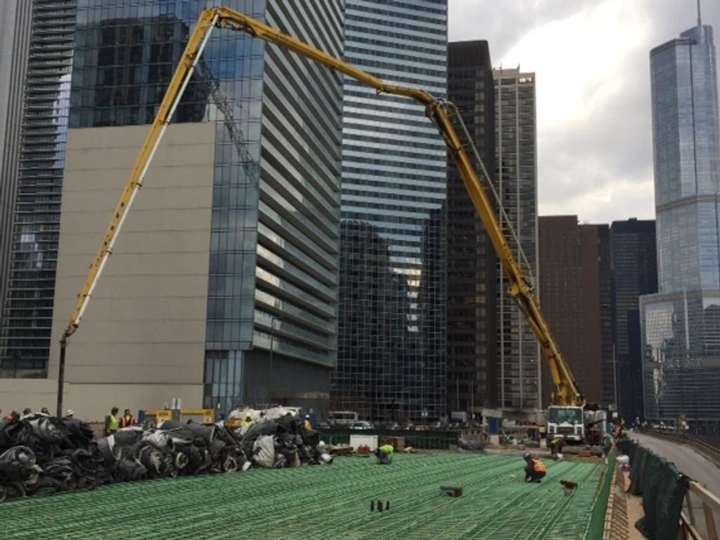 Our 58M Pump working on the Wacker Drive extension in Chicago, IL.