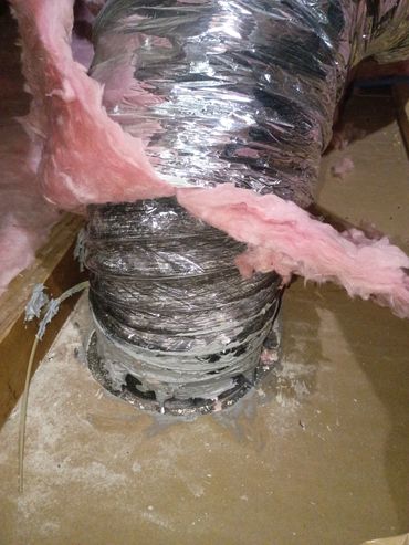 Insulated flexible duct connected to a sealed vent in an attic space.
Hartville, MO