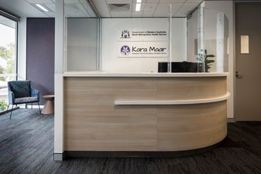 Reception desk within eating disorder clinic.