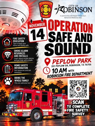 Fire safety event on November 14 at Peplow Park by Robinson Fire Department.