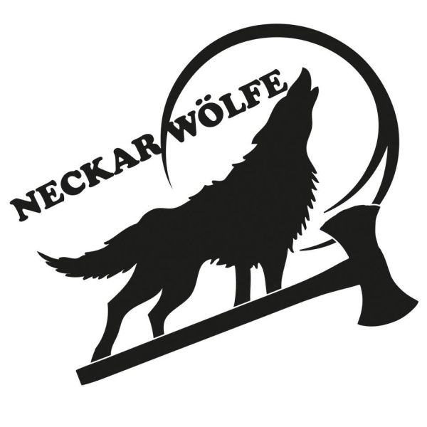 neckar Wolfe official logo featuring a wolf howling at the moon and a double bit axe.