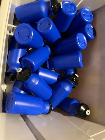 Sports bottles for the soccer club started by Aletha's Legacy