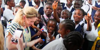 Velia Lala visiting the school children of the Abedu-Bentsi School.