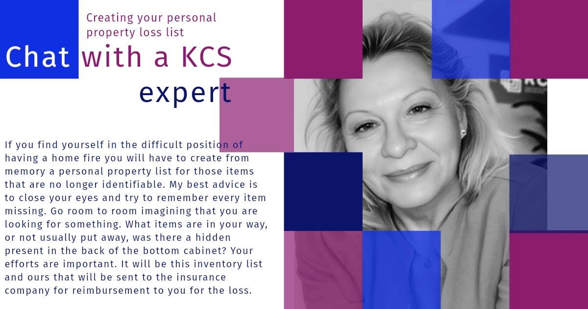 KCS Contents  Manager, Liz Lee shares a personal property loss list tip. 