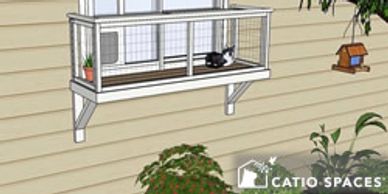 window box catio design, cage like shelf