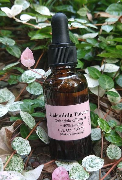 Calendula tincture bottle
