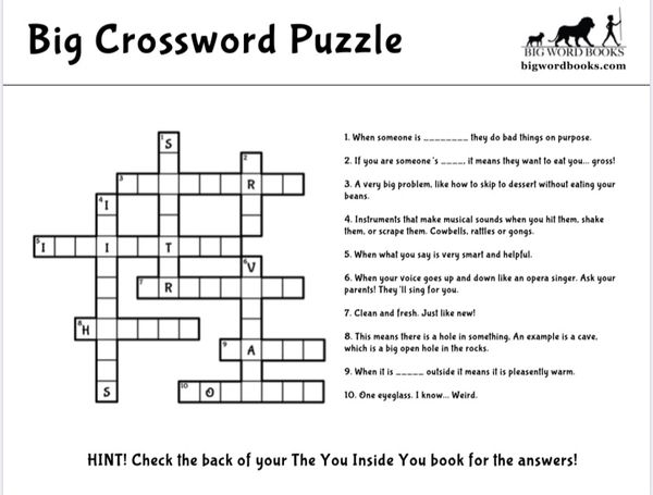 Big Word Books Crossword puzzle