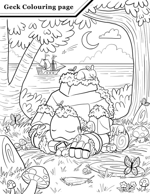 Colouring page of Geck